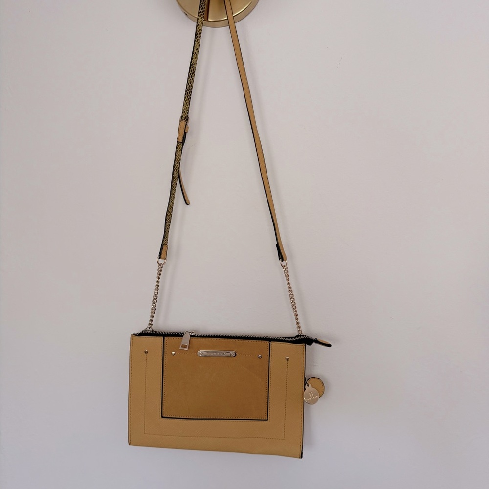 Flat Envelope Yellow Shoulder Bag with Zip Closure